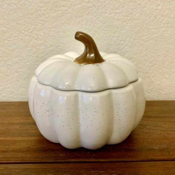 NWOT Linden Street 5" White Pumpkin Bowl with Lid - Picture 1 of 6